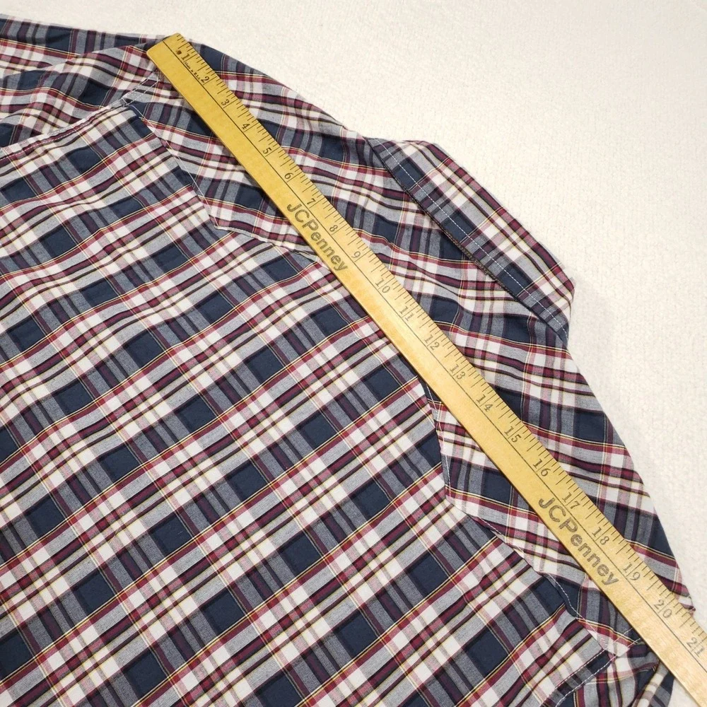 Levi's Pearl Snap Shirt Mens XXL Navy Red Plaid Western Modern Fit Shoulder Yoke